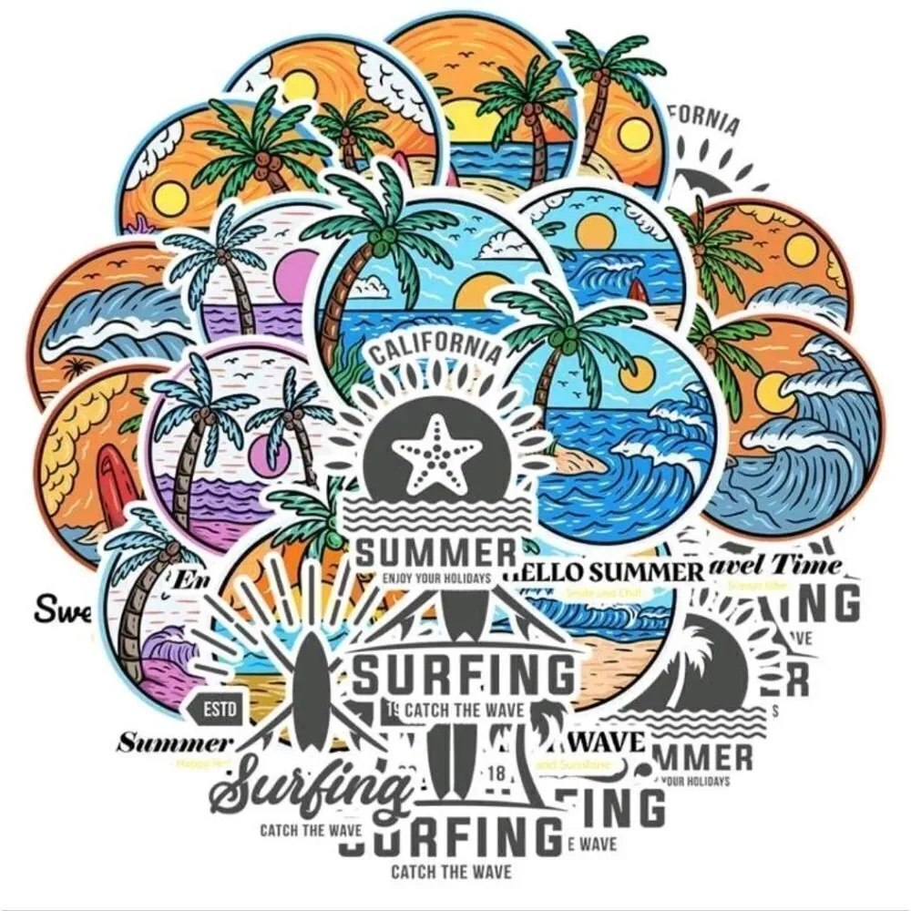 Surfing & Palm Tree Stickers - Picture 4 of 4